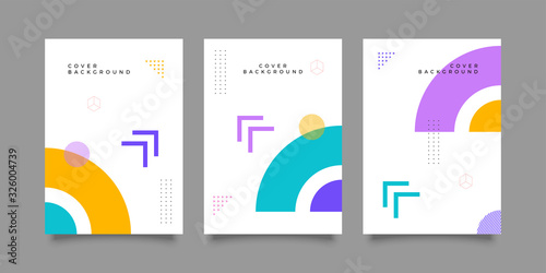 Covers with minimal design. Cool geometric Memphis backgrounds for your design. Applicable for Banners, Placards, Posters, Flyers etc. Eps10 vector