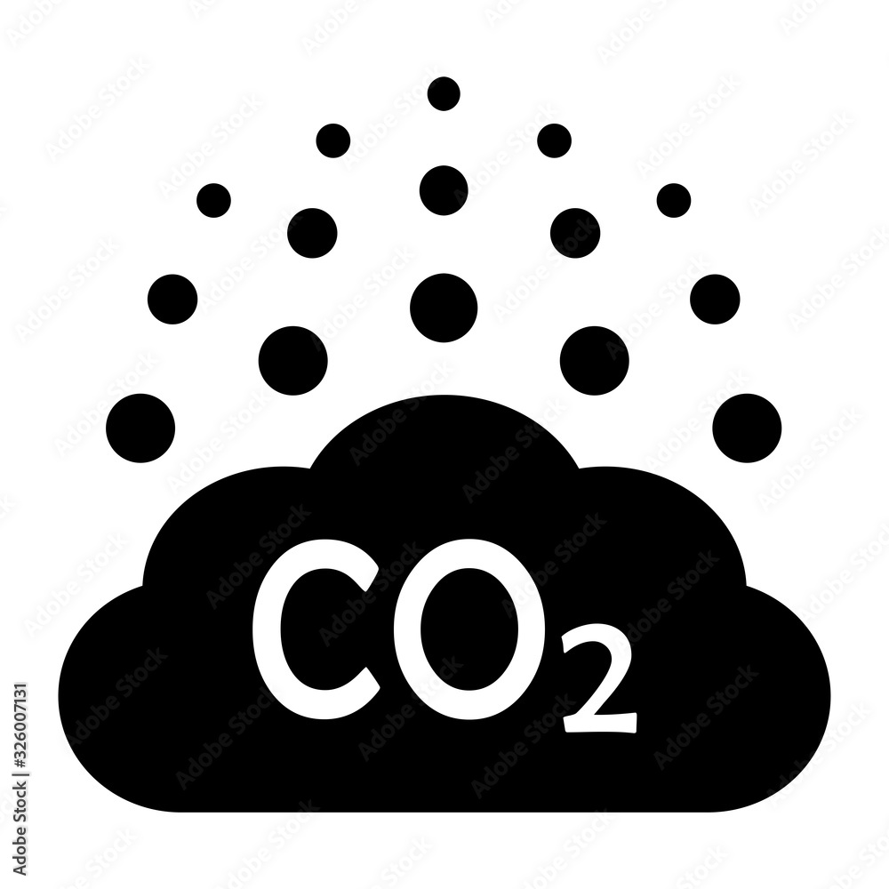 Plakat gz754 GrafikZeichnung - german: Wolke / Luftverschmutzung. - english: smoke - CO2 emissions cloud icon. - carbon dioxide emits symbol. air pollution - isolated on white background - square xxl g9109