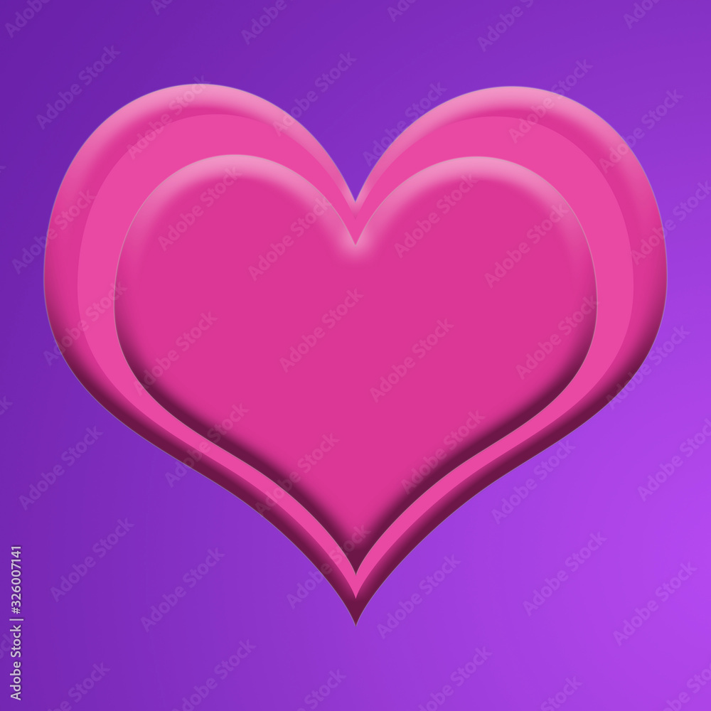 Beautiful red heart on blue background