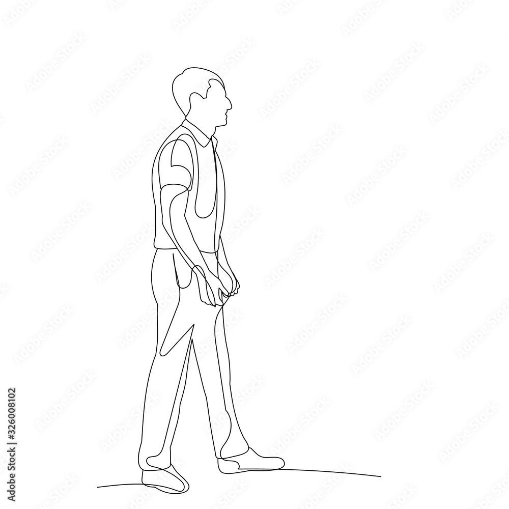 isolated, continuous line drawing man, guy, sketch