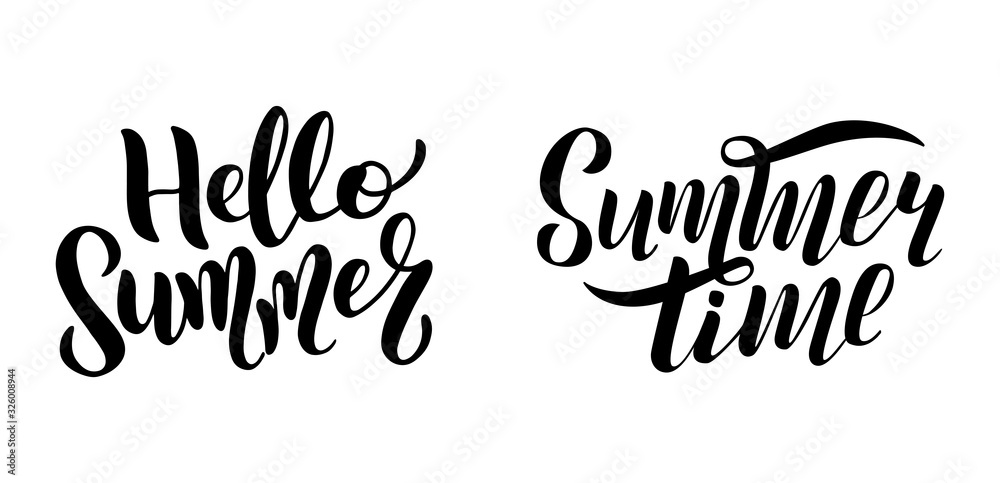 Set of logo text - hello summer, summer time Set of logo text - hello summer, summer time
