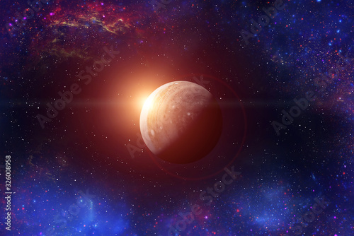 Fototapeta Naklejka Na Ścianę i Meble -  Planet among stars in universe.