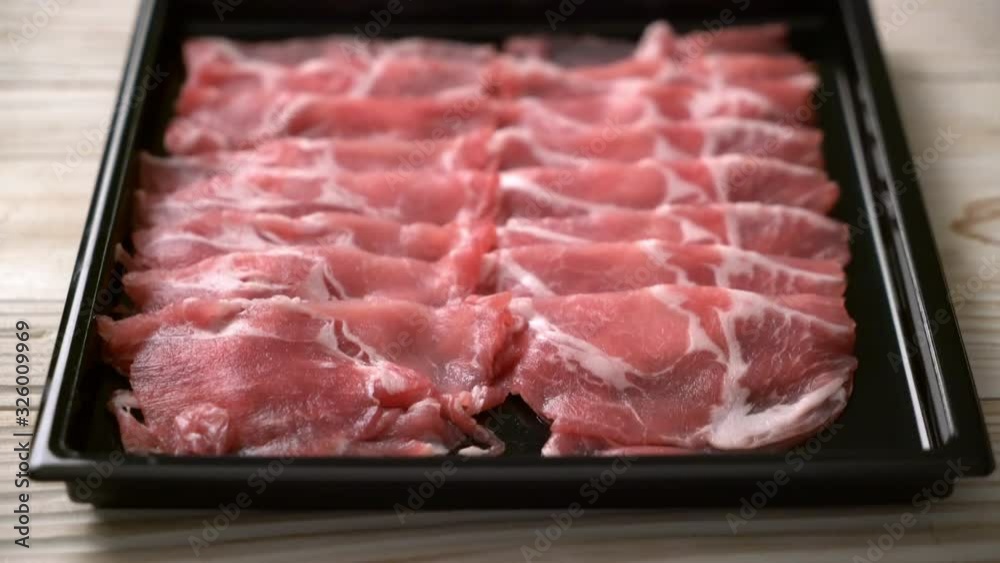 fresh sliced collar pork raw fresh sliced collar pork raw