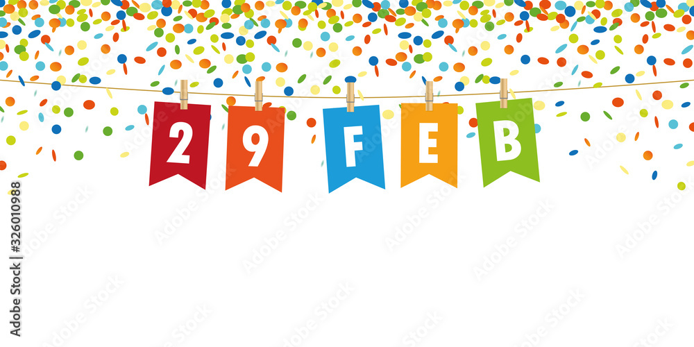 29 february party flag and confetti background vector illustration EPS10 29 february party flag and confetti background vector illustration EPS10