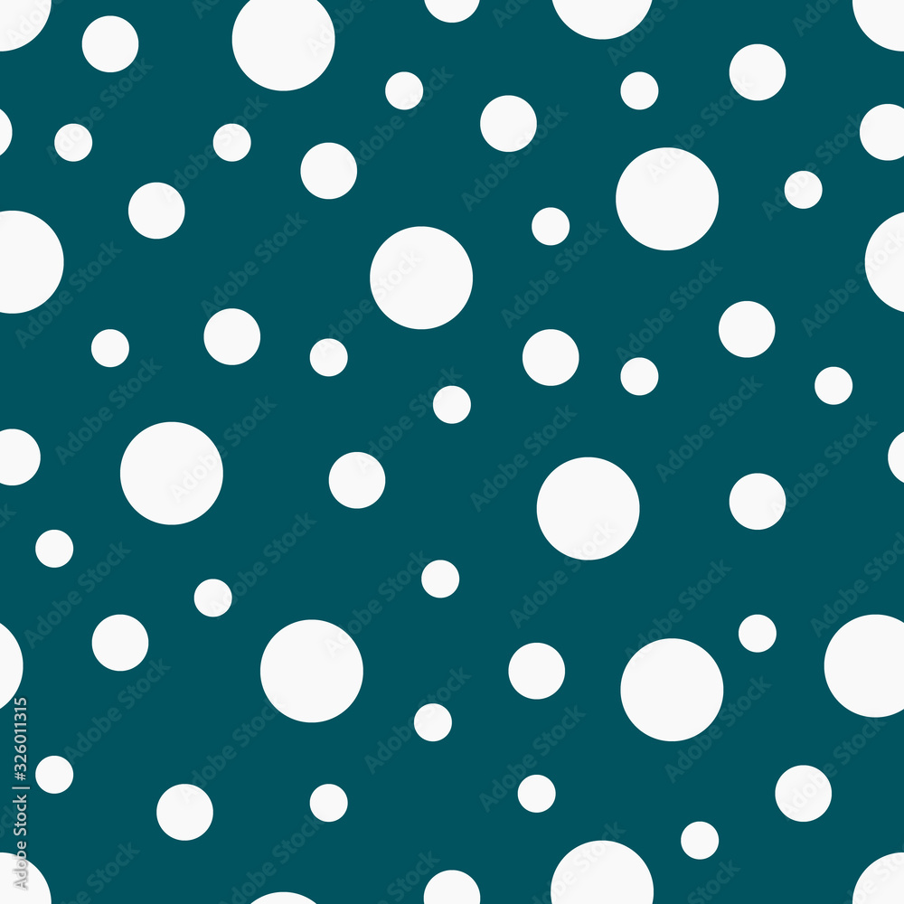 Seamless pattern. Blue background with white circles . Vector illustration.
