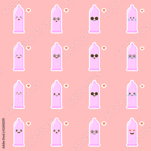Condom icon vector on color background. Flat vector condom icon symbol sign from modern health and Safe sex. Contraception concept,  web design, posters, cards, package, HIV Aids campaign and sex shop