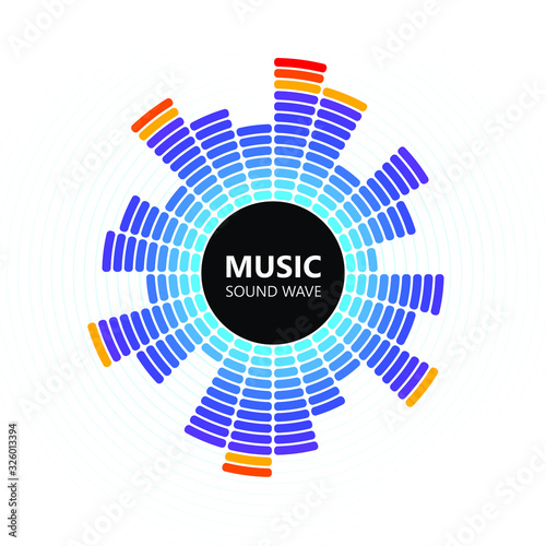 radial colour music equaliser isolated on white background. vector illustration