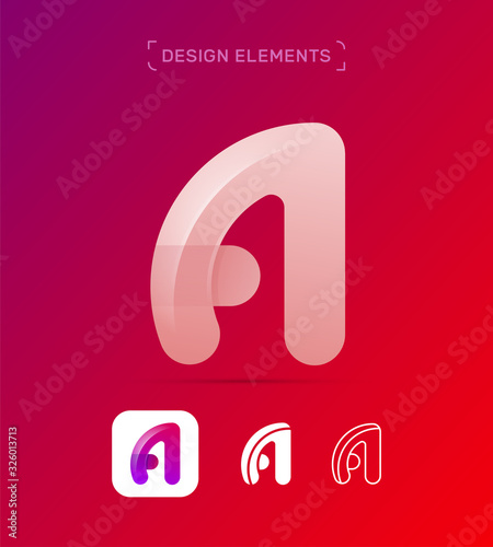 Vector abstract letter A logo design template. Origami paper style