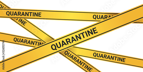 epidemic MERS-CoV quarantine caution on yellow warning tape coronavirus infection wuhan 2019-nCoV pandemic health risk concept horizontal vector illustration