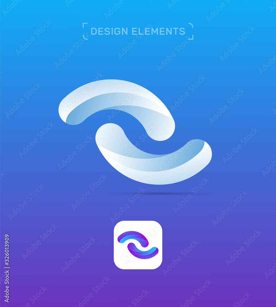 Vector abstract twisted logo. Letter S app icon