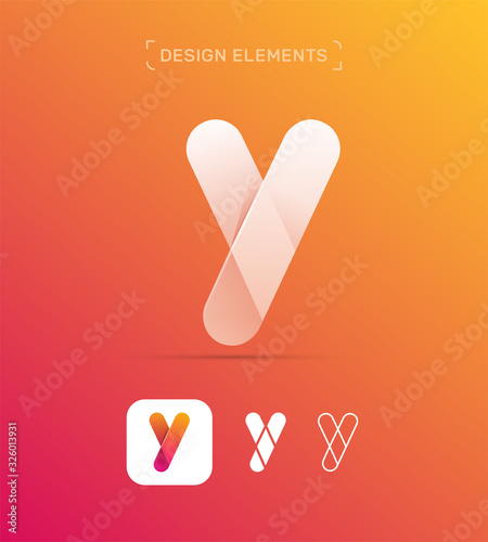 Letter Y logo or app icon. Transparent paper
