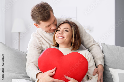 Beautiful couple with red h...