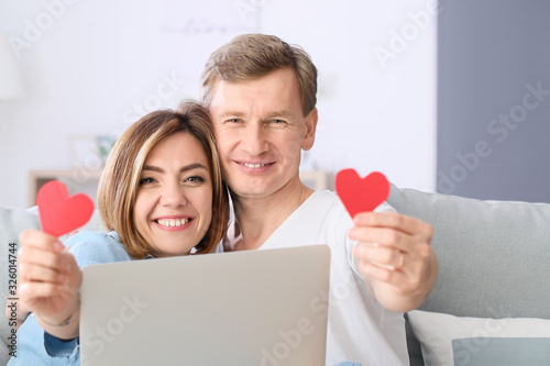 Beautiful couple with red h...