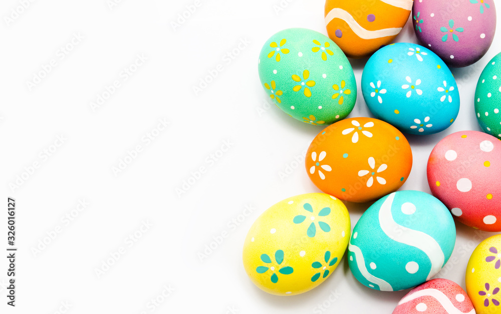 Perfect colorful handmade painted easter eggs isolated on a white