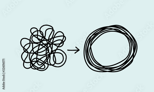Chaos and disorder turns into a formed even tangle with one line. Chaos and order theory.