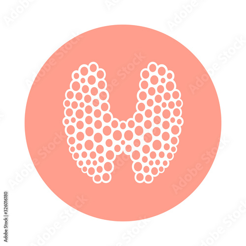 Thyroid graphic sign. Thyroid gland symbol in the circle isolated on white background. Vector illustration