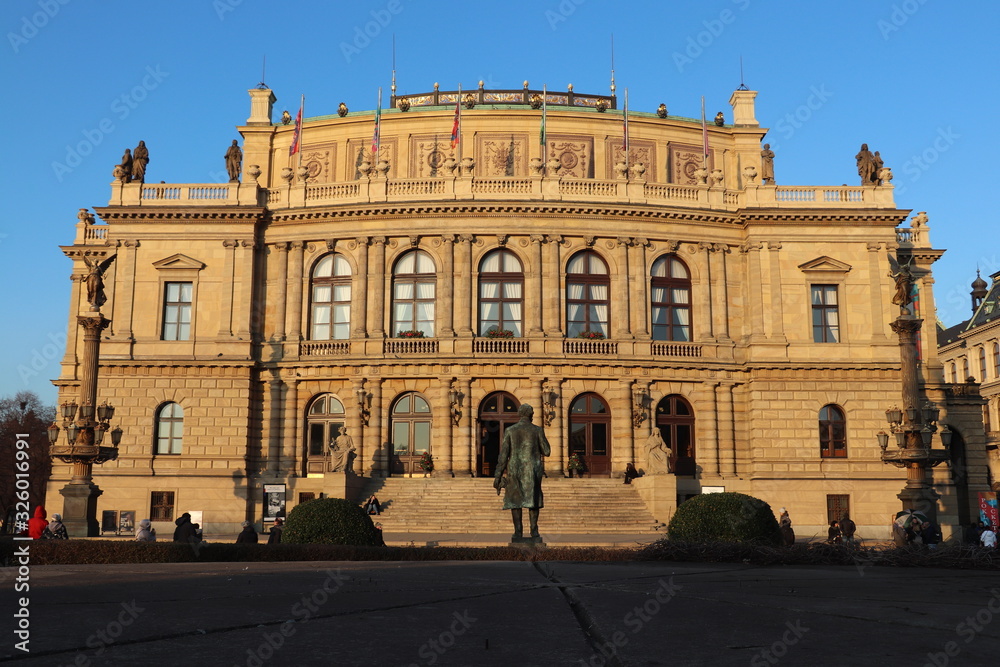 The facade of Rudolfinum Concert Hall, Prague