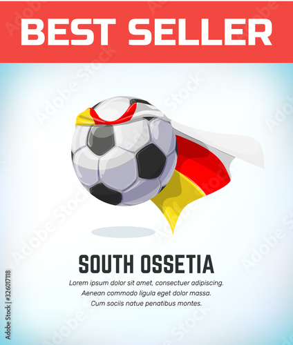 South Ossetia football or soccer ball. Football national team. Vector illustration