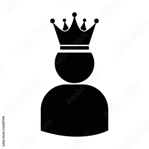 King User vector Icon. Admin illustration sign. Administrator symbol. Crowned king logo. Manager logo. Power user mark.