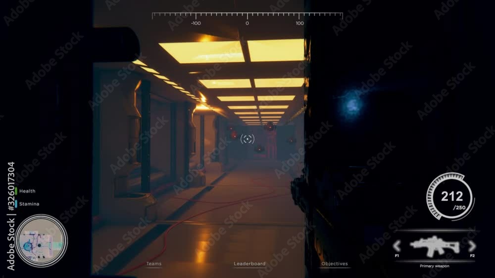 Mock Up 3D animation of space shooter game with winner graphics at the end