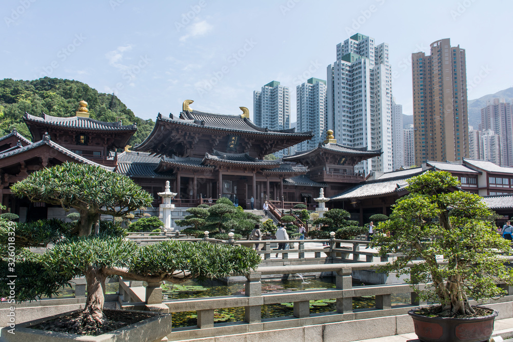 Blick auf das Chi Lin-Nonnenkloster in Hongkong