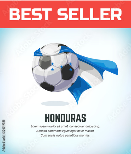 Honduras football or soccer ball. Football national team. Vector illustration