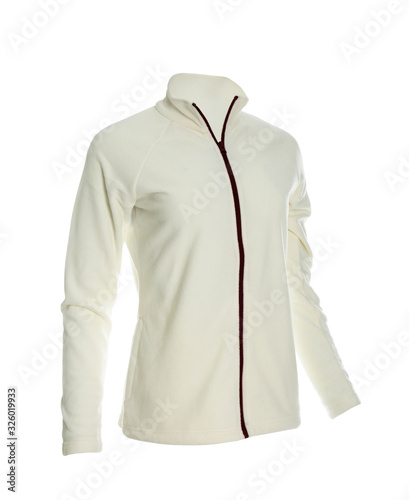 Fleece jacket isolated on white. Winter sport clothes
