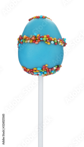 Delicious egg shaped cake pop isolated on white. Easter holiday © New Africa