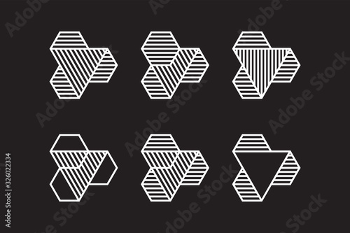 Universal Geometric Shapes Set. Design Forms on Black Background