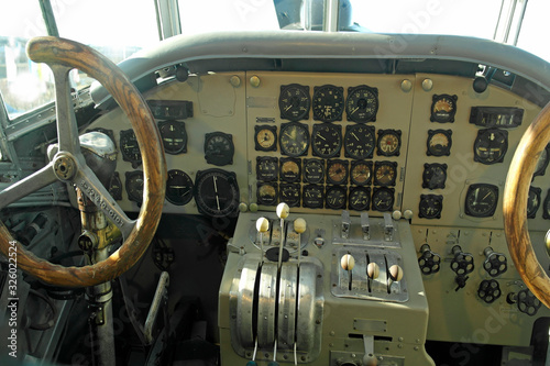 Cockpit of a Junkers vintage aircraft 