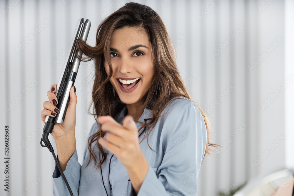 Smiling attractive lady enjoying morning at home Smiling attractive lady enjoying morning at home