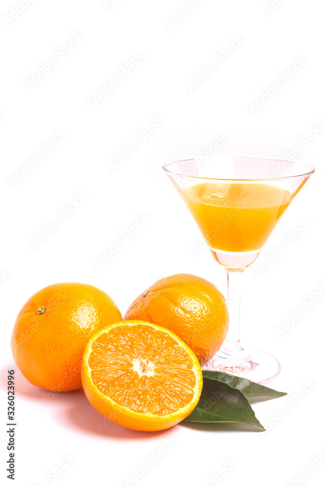 Fresh orange juice with fruits, isolated on white Fresh orange juice with fruits, isolated on white
