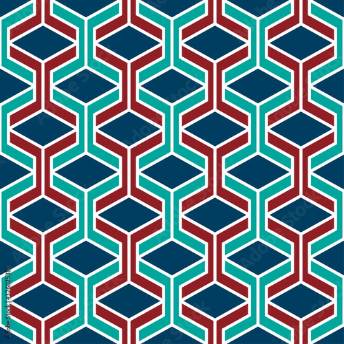 Decorative pattern for the background, tile and textiles. It is assembled from modular parts. Vector. Seamless.