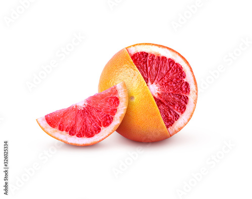 Whole and sliced ​​grapefruit isolated on white background.