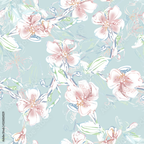 Watercolor Flowers Seamless Pattern. Hand Painted Background.