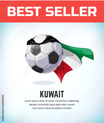 Kuwait football or soccer ball. Football national team. Vector illustration