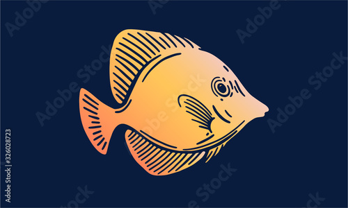 yellow tang on dark background