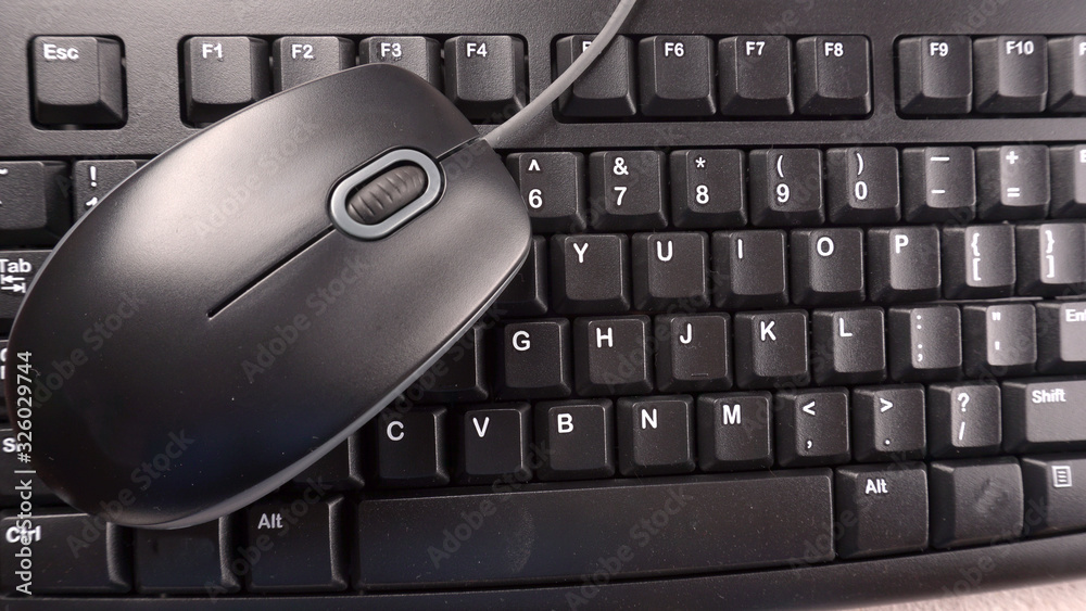 A computer keyboard and electronic mouse isolated. A computer keyboard and electronic mouse isolated.