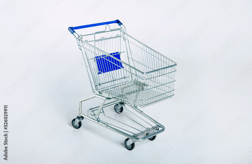 Empty shopping cart isolated on white background. Empty shopping cart isolated on white background.