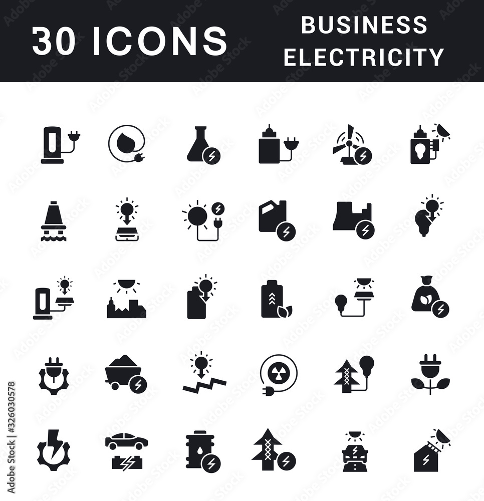 Set of Simple Icons of Business Electricity