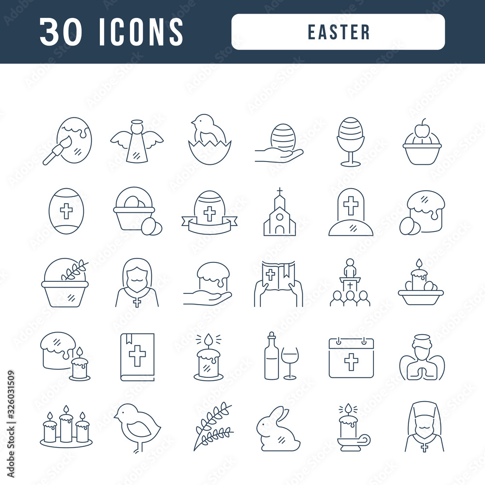 Vector Line Icons of Easter Vector Line Icons of Easter