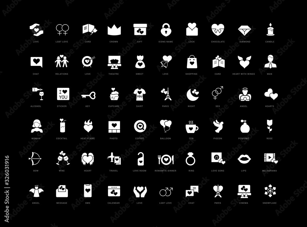 Vector Simple Icons of Valentine's Day
