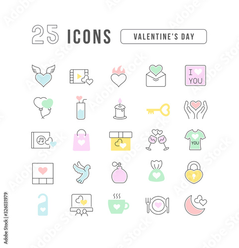 Vector Line Icons of Valentine's Day