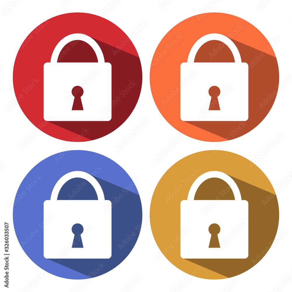 Vector lock icon. Flat design with long shadow Vector lock icon. Flat design with long shadow