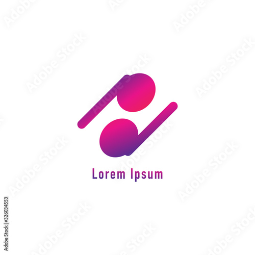 Lowercase Letter pd Alphabet Logo Design Template isolated on white background. TWS Earphone icon illustrated on Magenta Violet Purple Gradation Color. Monogram Pictorial logotype, Simple Logo Concept