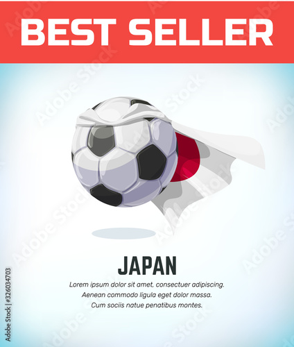 Japan football or soccer ball. Football national team. Vector illustration