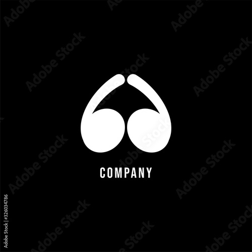 Lowercase Letter bd Alphabet Logo Design Template isolated on black background. White TWS Earphone icon Vector illustration. Monogram Pictorial logotype. Quotation mark illustrated.