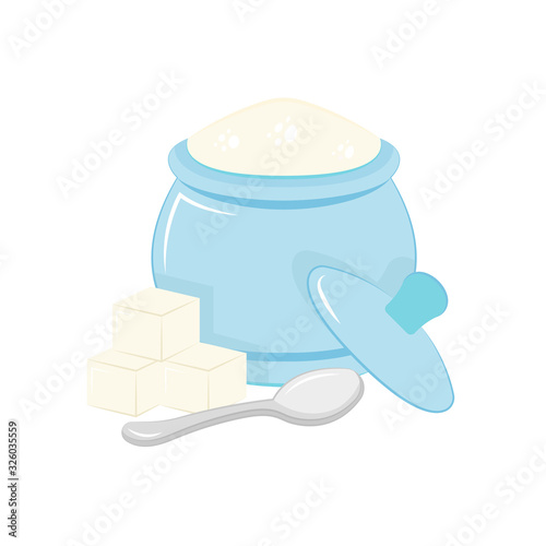 Vector illustration of Sucrose. Food additive on a white background.