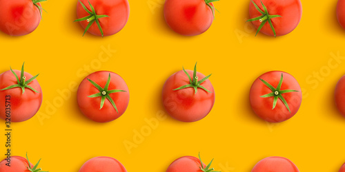 Tomato isolated on white background, flat lay, top view