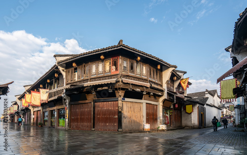 Ancient architectural landscape of Hangzhou old street.. photo